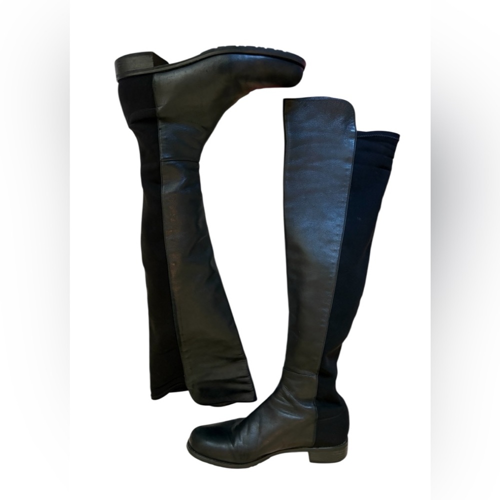 Stuart Weitzman 50/50 black Napa leather over the knee boots
